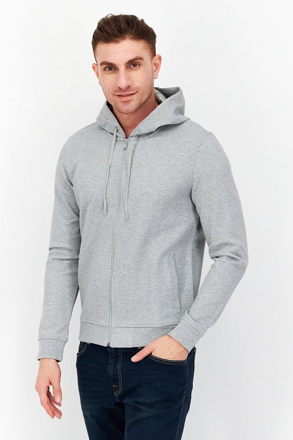 Kenneth Cole Men Hooded Long Sleeve Plain Sweatshirt Grey Trendyol