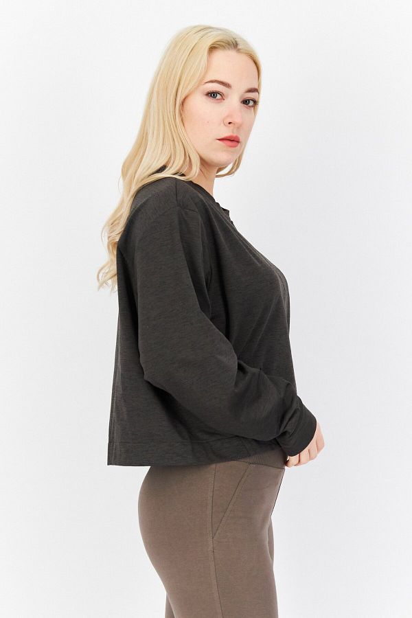 Puma Women Sportswear Fit Long Sleeve Plain Training Sweatshirt Charcoal Trendyol