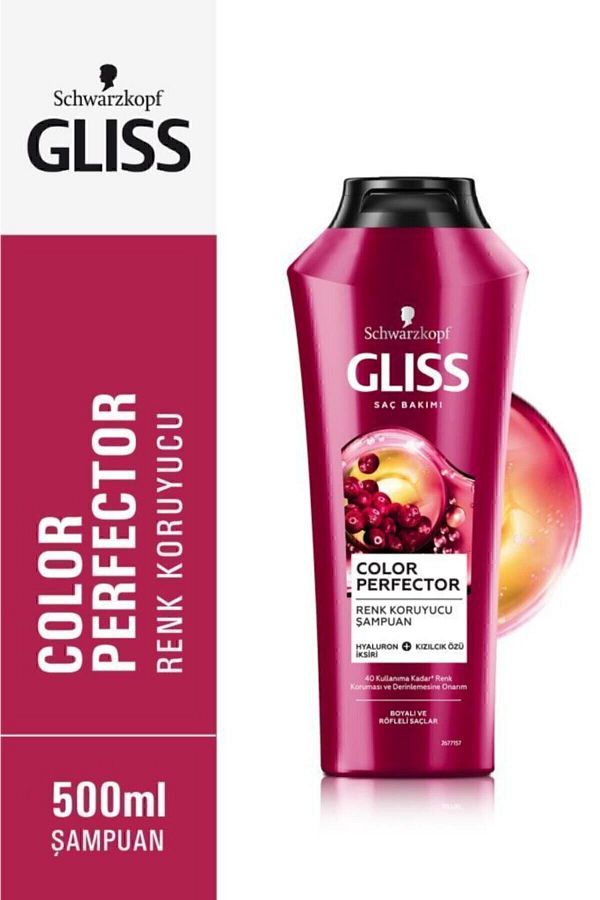 Gliss-500 ml Color Protection Shampoo with Hyaluron Elixir and Cranberry Extract - Color Perfector 1