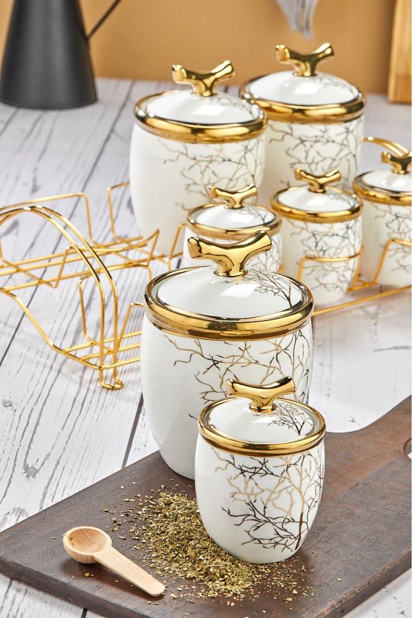 Cooker Luxury 7 Piece Porcelain Spice Rack Set Spice Set Trendyol