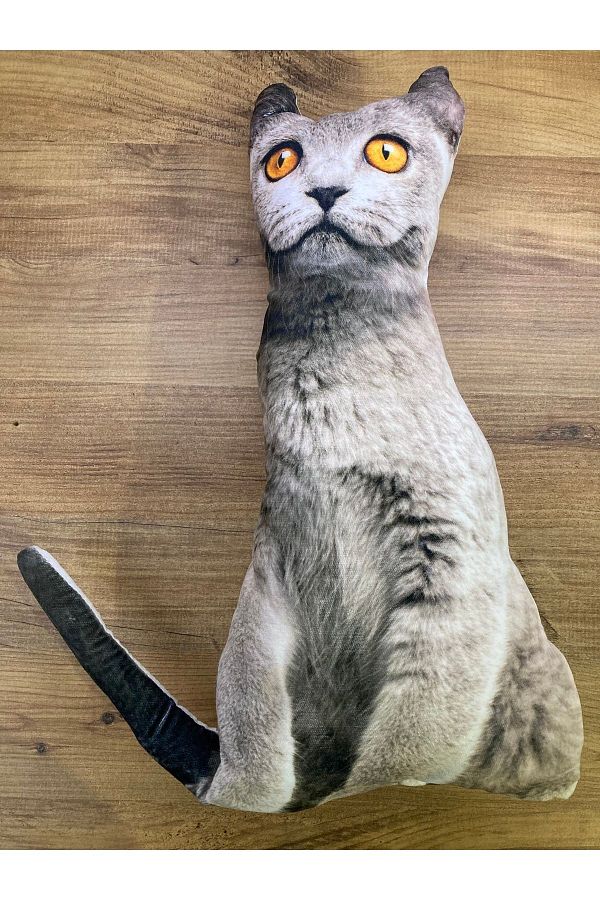 Grey cat pillow deals