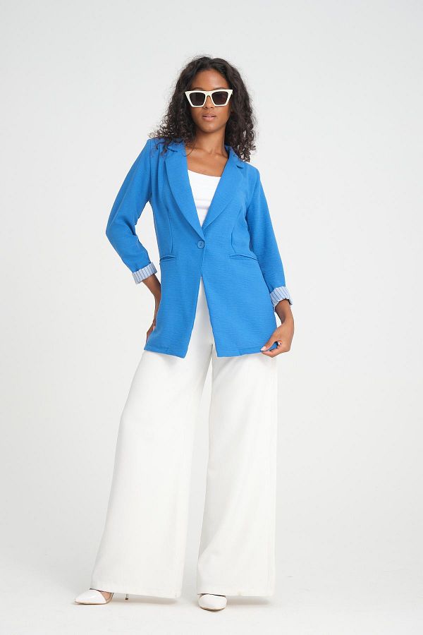 Moda Days Azure Blue Women s Blazer Set Jacket and Dress Lined Trendyol