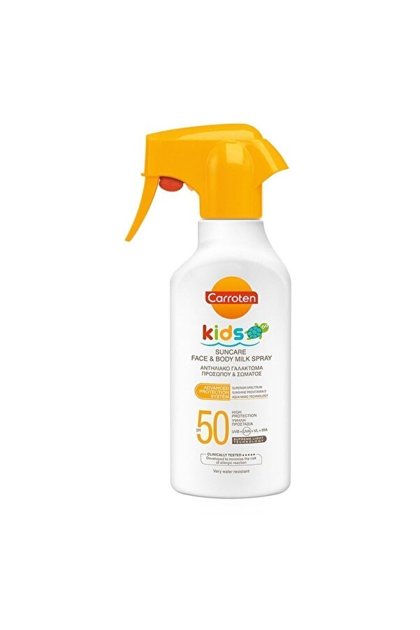 Carroten Kids Spf50 Yüksek Güneş Korumalı Yüz ve Vücut Çocuk Güneş Spreyi 270 ml