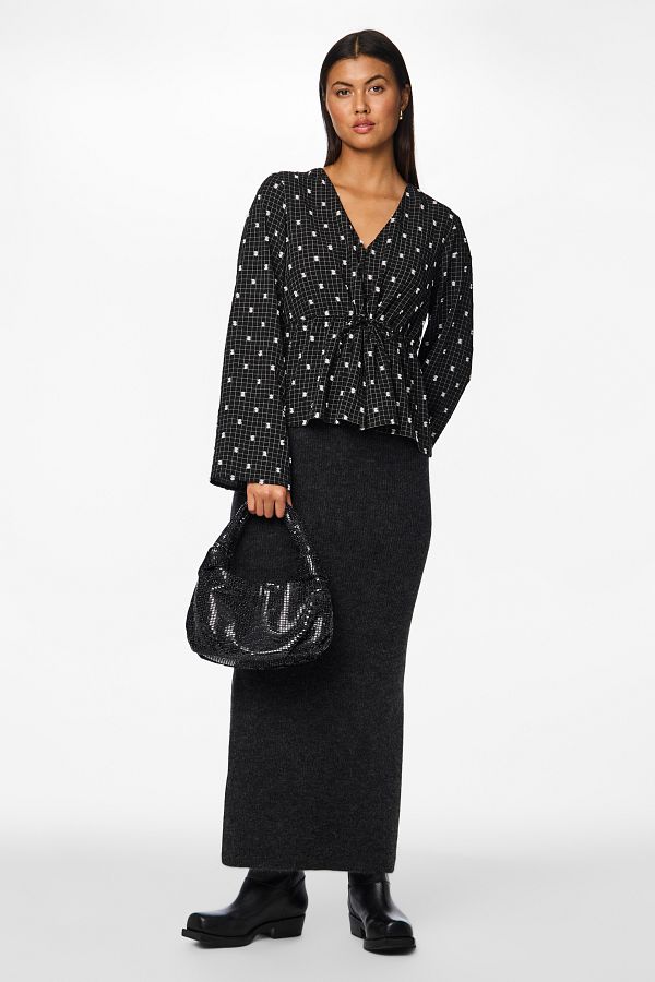 PIECES-Damen Bluse - Offener Ausschnitt, Wov Pl99/Ea1 1