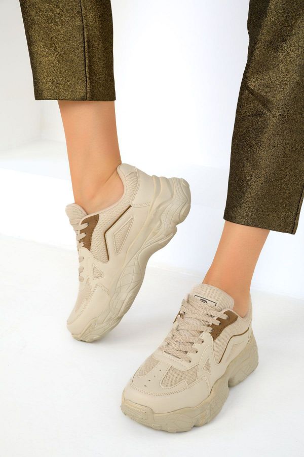 SOHO-Beige-braune Damen Sneakers 18148 1