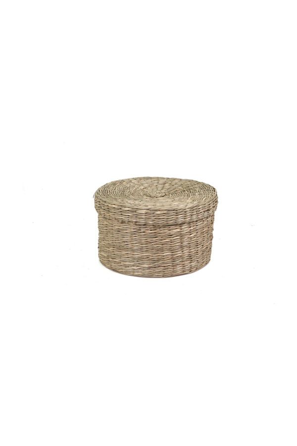 KANCAEV-Natural Wicker Lid Basket Round Small - Sold as a Set of 2. 1