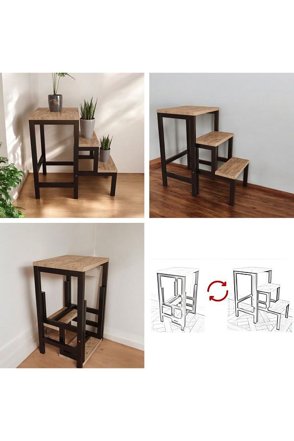 orlantha-Decorative Flower Pot Stool - Folding Ladder, Multi-Purpose Coffee Table 1