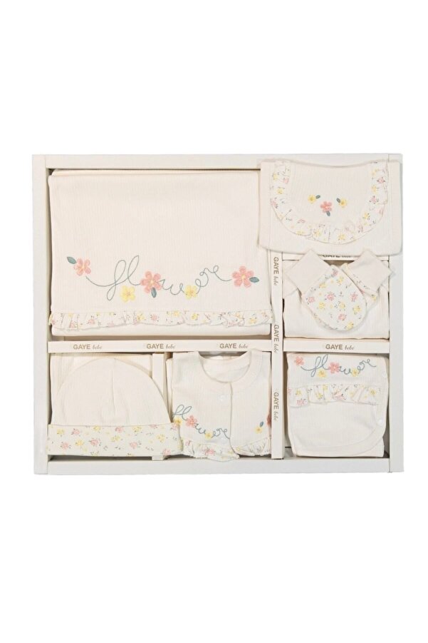 Cherub Baby Flower Çiçek Nakışlı %100 Pamuk Yenidoğan Kız Bebek 10 Parça Hastane Çıkışı Zıbın Set