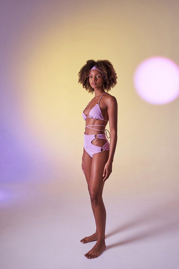 HOLLY LOLLY Lilac Delphi Bikini Bottom High Waist and Accessory Detail Trendyol