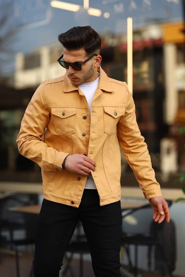 Pobudo Light Mustard Men s Denim Jacket Trendyol