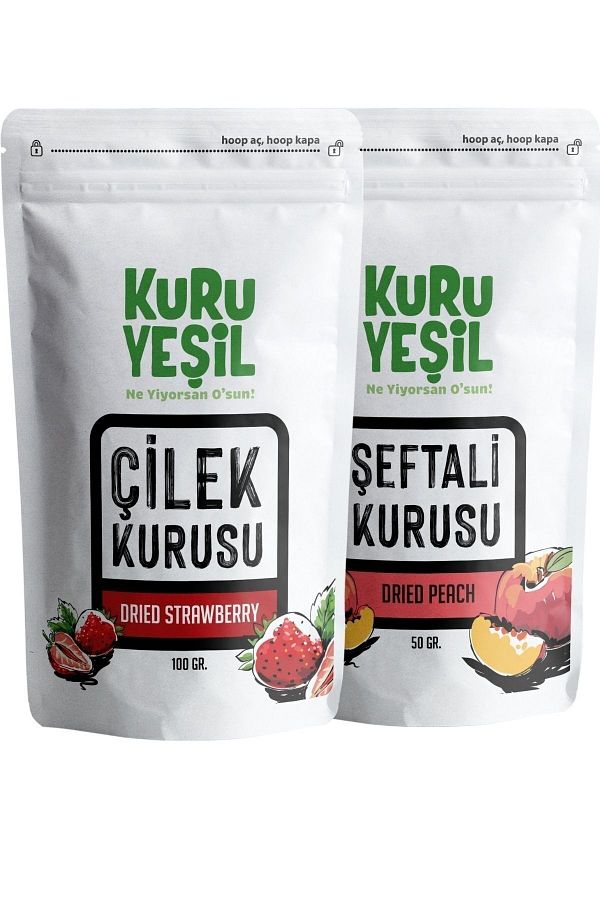 Kuru Yeşil-2 X 50 g Peach and Strawberry Dried - Snack Dried Fruit 1