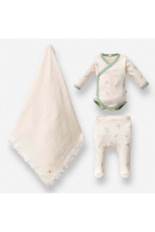 Minisse-Leaf Pattern Muslin Blanket Set of 3 - Hospital Exit 1