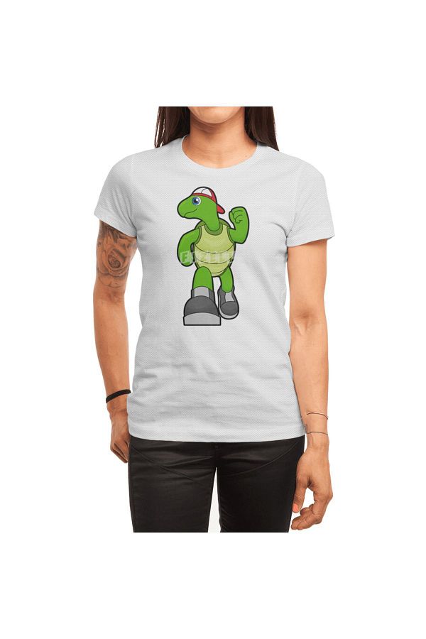 Fizello-Ανδρικό και γυναικείο Unisex λευκό μπλουζάκι - Turtle Horse Running With Cap Design 1