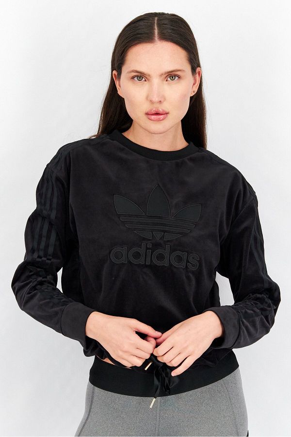 adidas Women Sportswear Long Sleeve Embroidered Logo Sweatshirt Black