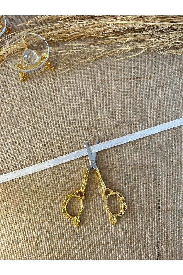 TutkuSetUp-Promise-Engagement Scissors, Promise Engagement Ribbon Cutting Scissors, Processing Detailed, Gold Scissors, 1