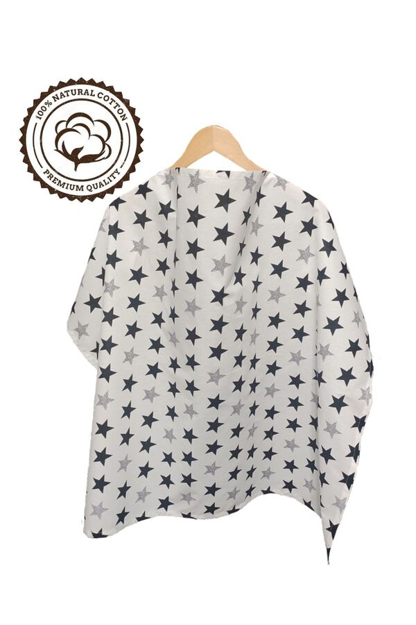 BeybiNest Emzirme Önlüğü 100x80 Cm Ayarlanabilir Boy Siyah Beyaz Balenli Model