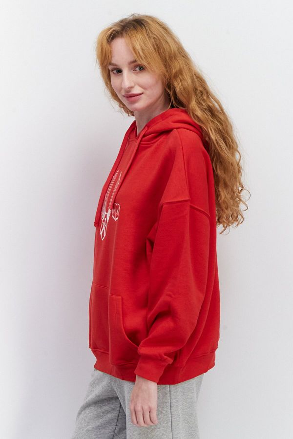 Don t Call Me Jennyfer Women Hood With Drawstring Graphic Print Sweatshirt Red Trendyol