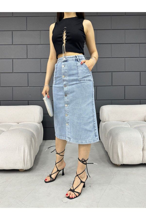 Light blue high waisted denim skirt store
