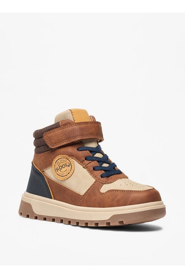 LBL by Shoexpress-Panelled High Cut Boots with Hook and Loop Closure 1