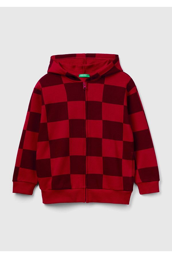 United Colors of Benetton-Bluza chłopięca w kratkę w kolorze czarnym mix w kolorze bordowo-czerwonym 1