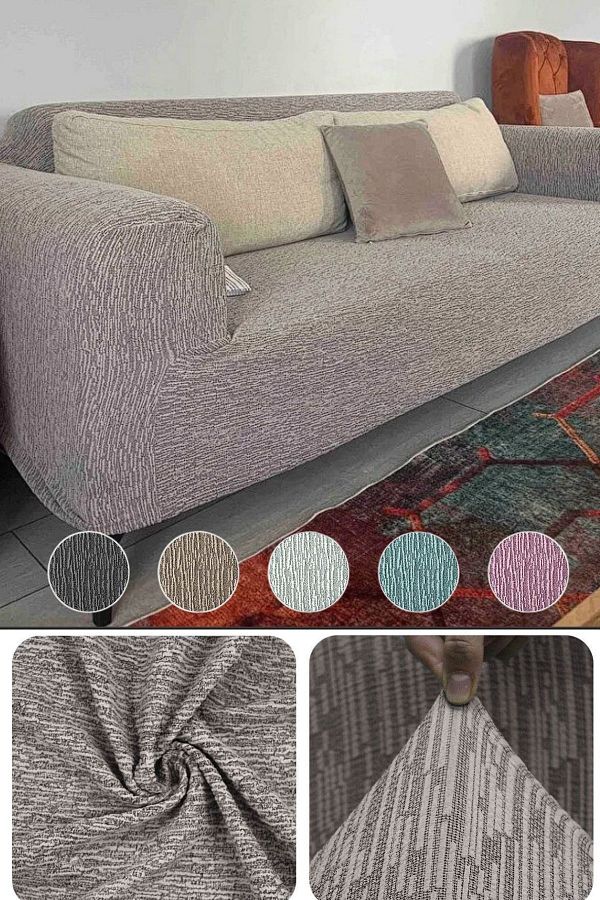 Faiend 3 Seater Mink Sofa Cover Plain Jacquard and Elastic Sofa Cover Trendyol