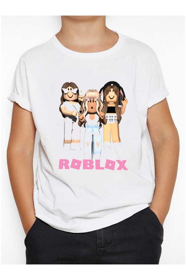 TakeTshirt Roblox Girls White Unisex Kids T shirt Trendyol