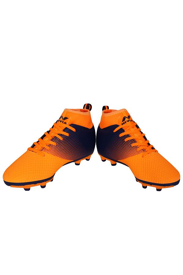 Nivia Ashtang Kids Football Studs Black Orange Size 6 UK TPU Sole PU Synthetic Leather EVA Insole Trendyol