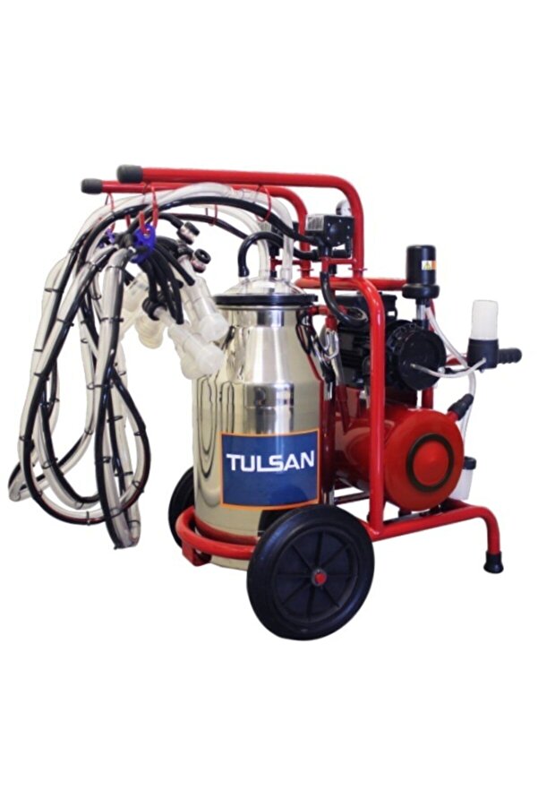 TULSAN Klasik Tip Dört Sağım Koyun Sağma Yağlı Pompa Alüminyum Tek Güğüm 40 L Süt Sağım Makinesi
