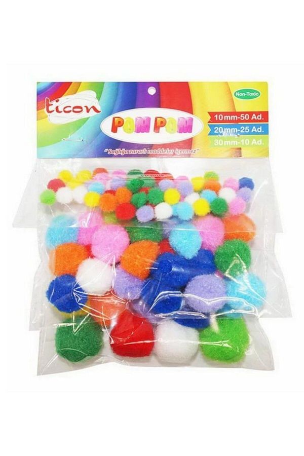 Ticon-Pompom (10-20-30 Mm) Mixed Pack Pastel Colors 1