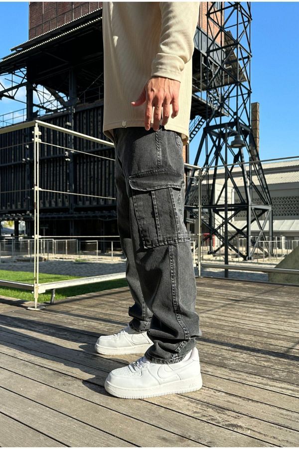 corfixman Baggy Gray Grinding Cargo Pocket Trousers Trendyol