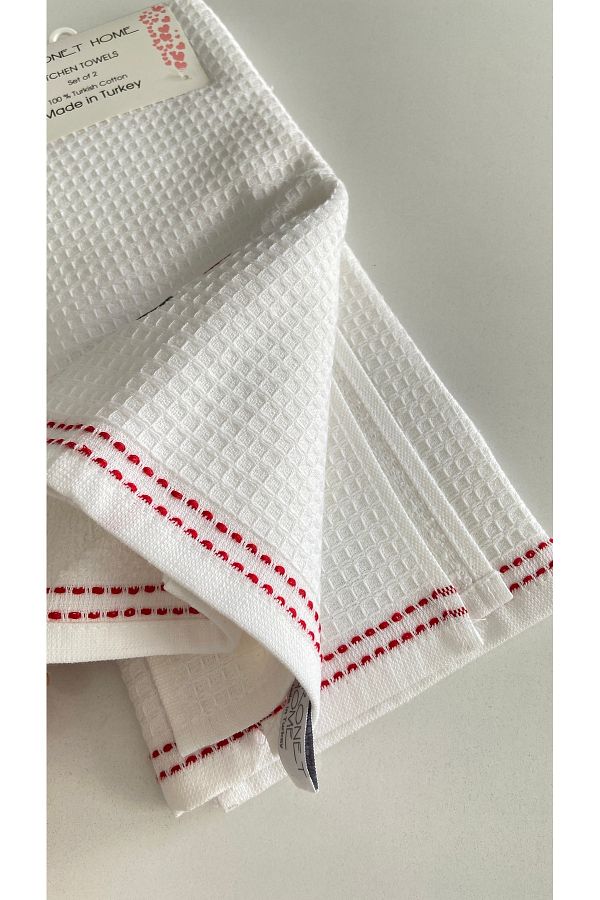 Coronet Home 100 Cotton Embroidered Kitchen Towel Set of Two Size 35 cm X 45 cm Trendyol