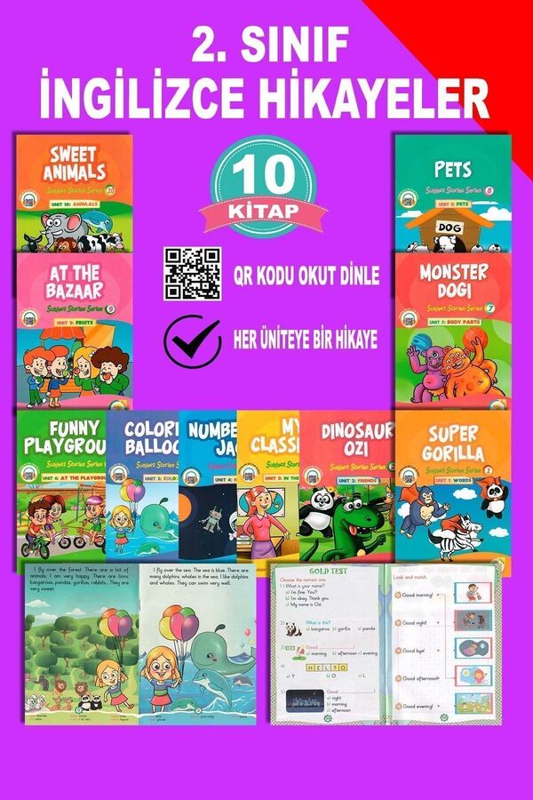 mucit dino 2. Sınıf İngilizce Okuma Hikaye Kitabı Seti Story Book (10 Kitap)