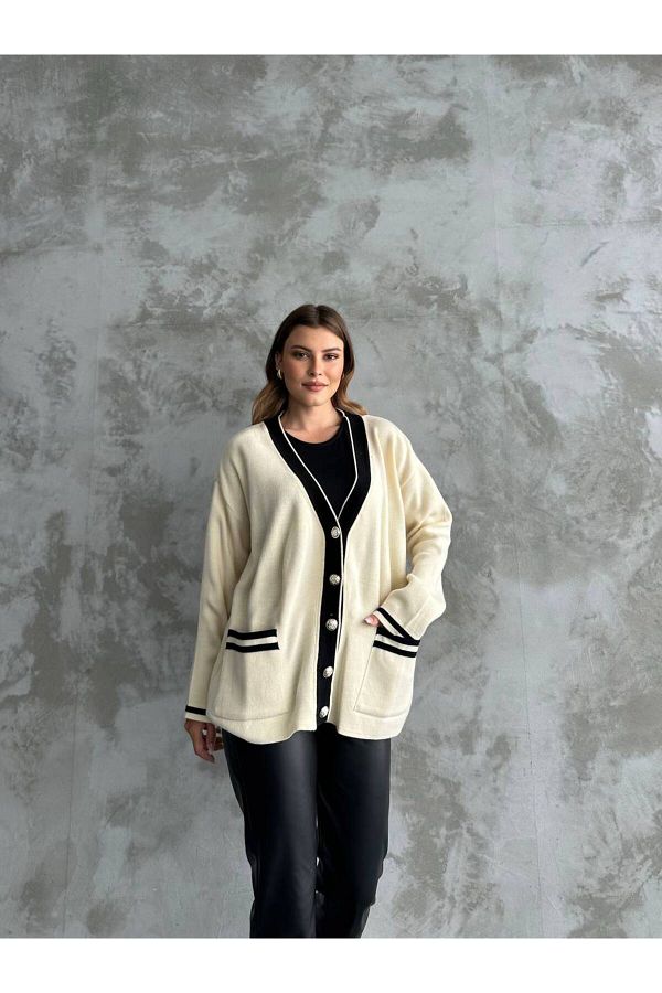 ZF BUTİK-Strick-Cardigan – Streifendetail 1
