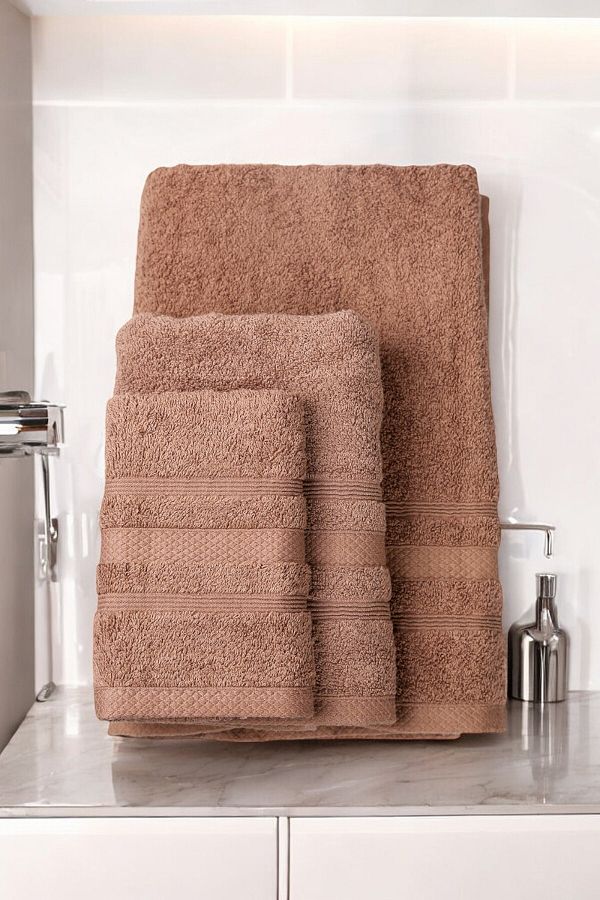MixCotton Home 3 Piece 100 Cotton Bath Towel Set Hair Towel Hand Face Towel Trendyol
