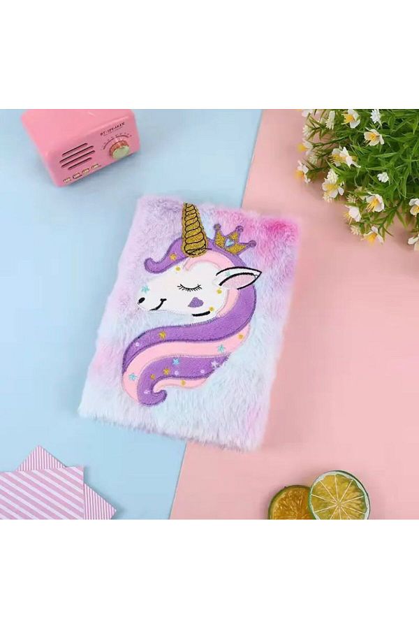 BLA GROUP-Cute Plush Unicorn Notebook, Memory Book, Memory Book, Diary 1