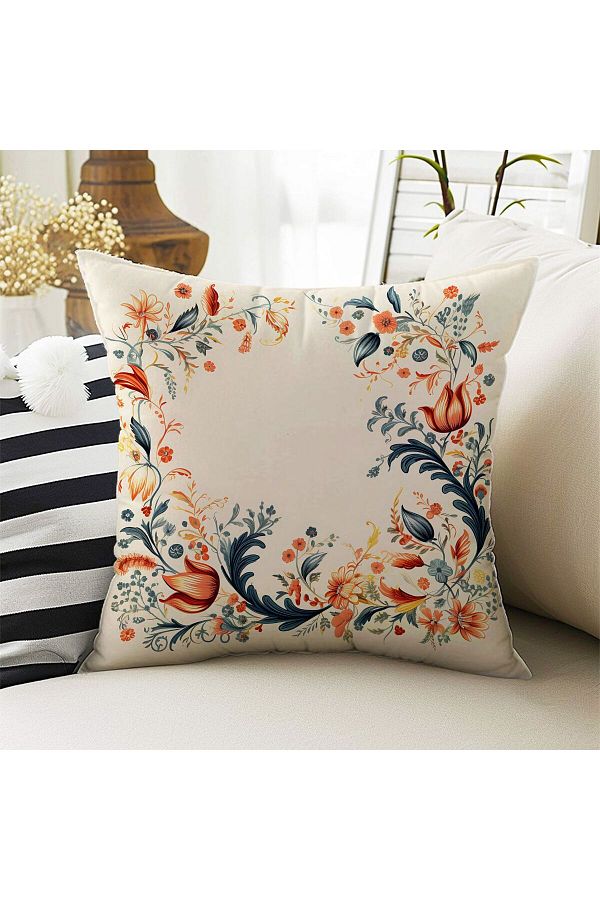 Else Dekor-Double Sided Ottoman Flower Patterned Digital Printed Throw Pillow Cover - Ds01 1