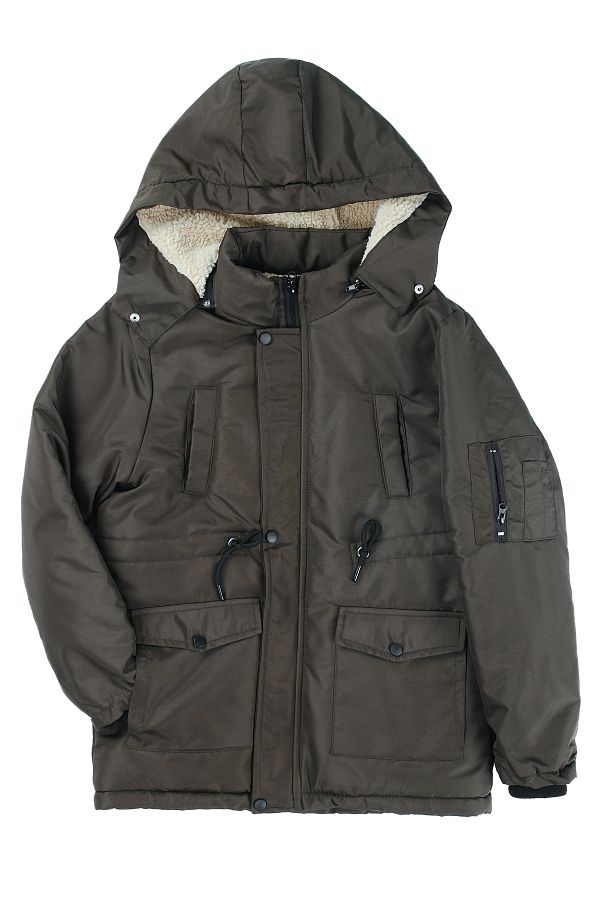 Zaziko Kids Boy Drawstring Waist Double Pocket Lined Fleece Jacket Trendyol