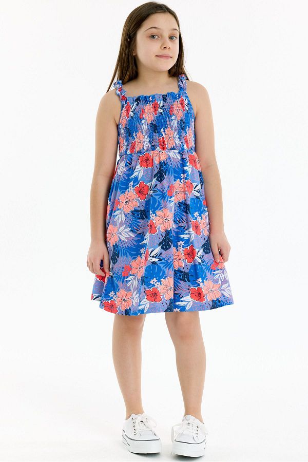 Kyron-Rochie pentru fete, 100% bumbac, cu detaliu din cauciuc - Albastru 1