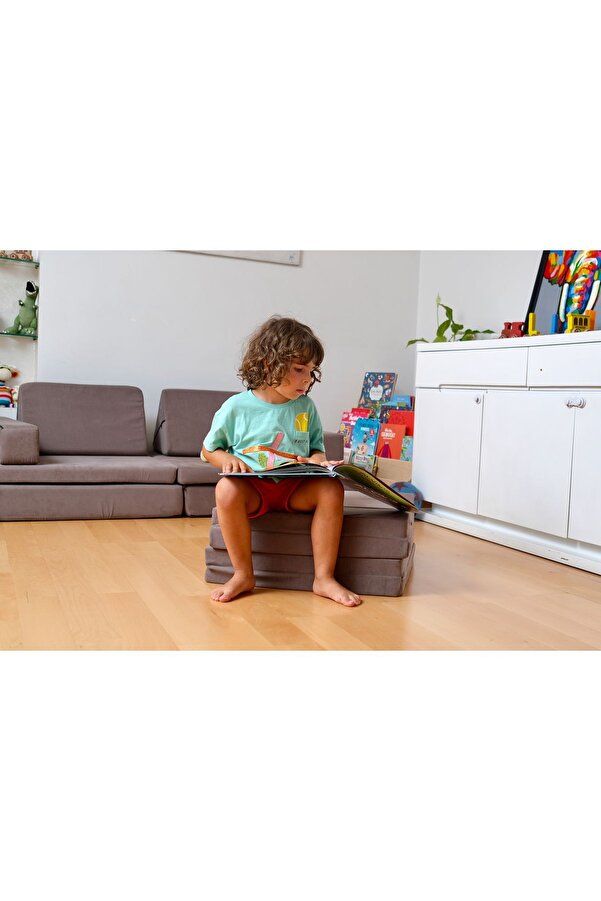 KIDOPPO Çocuk Oyun Kanepesi | Gri Nugget Katlanır Kanepe | Puzzle Çocuk Oyun Minderi | Yaratıcı Oyun Matı