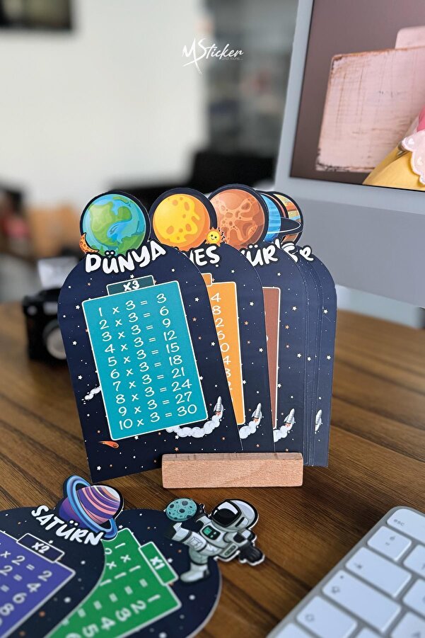 MSticker Çarpım Tablosu Eğitim Kartları, Çocuklar için Masaüstü Çarpım Tablosu Kartları Ahşap Standlı