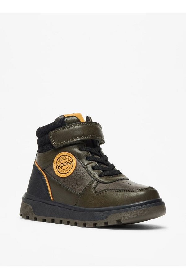LBL by Shoexpress-Panelled High Cut Boots with Hook and Loop Closure 1