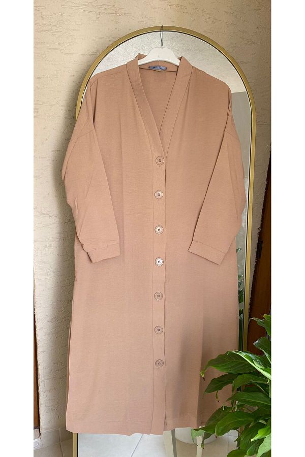 Ghibo-Özak Ayrobın Gülcin - Comfortable Fit, Long, Buttoned Cardigan/Cap 1