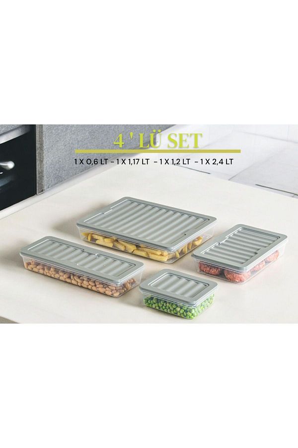 NY HOME-Freshbox Set of 4 - Gray Microwave and Diffused Storage Container 1