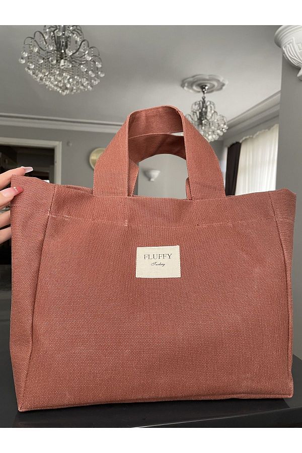 fluffy Waxed Canvas Sweet Pumpkin Waterproof Women s Shoulder and Hand Bag High School and College School Bag Trendyol
