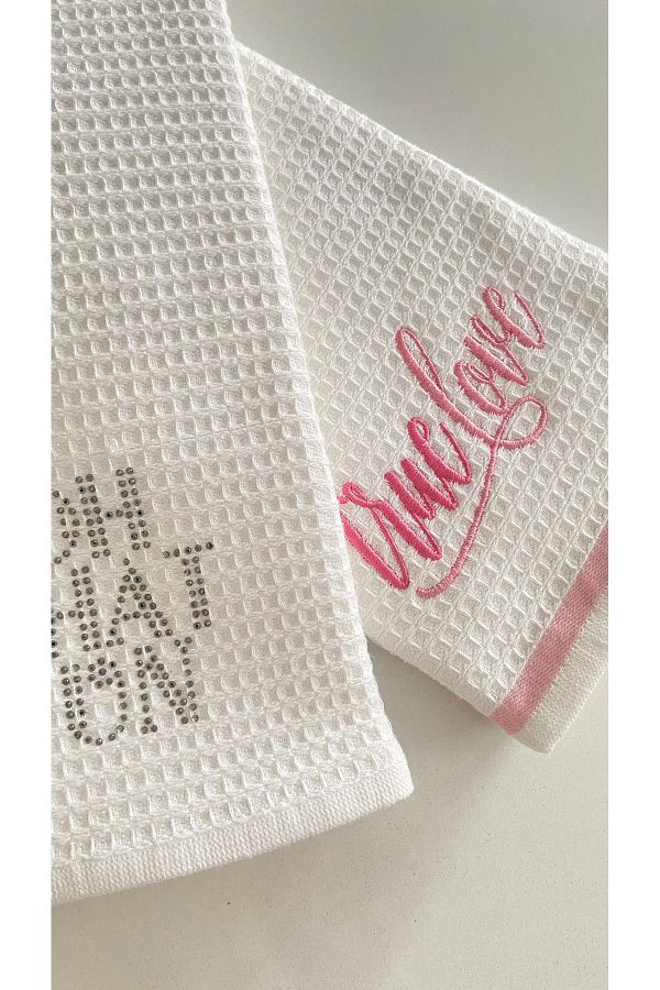 Coronet Home Pack of 2 100 Cotton Embroidered Kitchen Towels Size 35 cm X 45 cm Trendyol