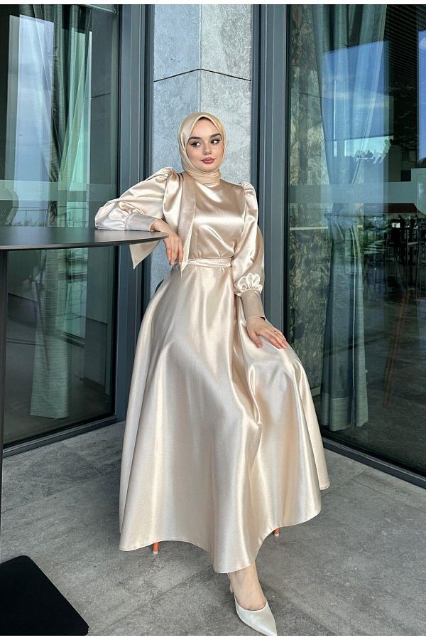 Azeem Faraz Satin Hijab Evening Dress Graduation and Prom Evening Dress Trendyol