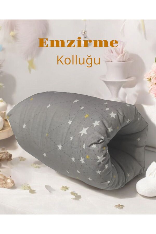 BeybiNest Pratik Emzirme Destek Kolluğu Yastık %100 Organik Pamuklu Samanyolu Yıldızlar