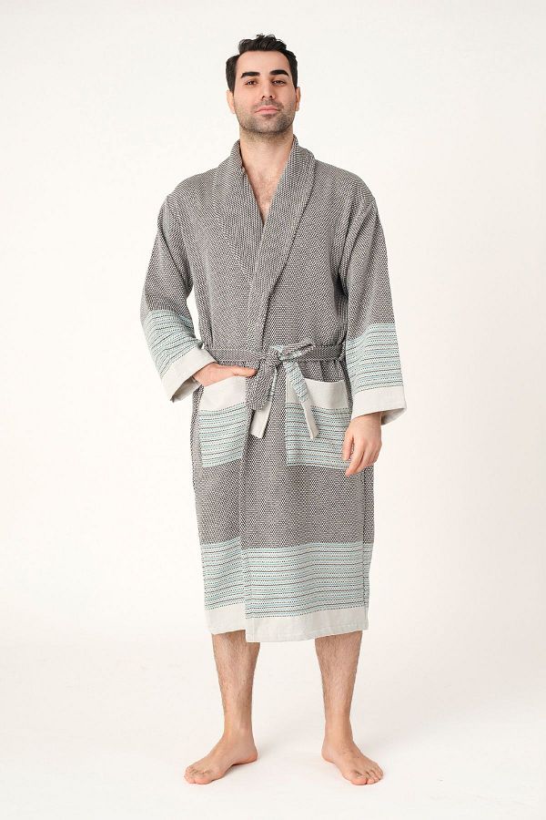 Lajel Woven Premium Bathrobe 100 Cotton Black Peshtemal Muslin Unisex Onesize Hotel Spa Thin Trendyol