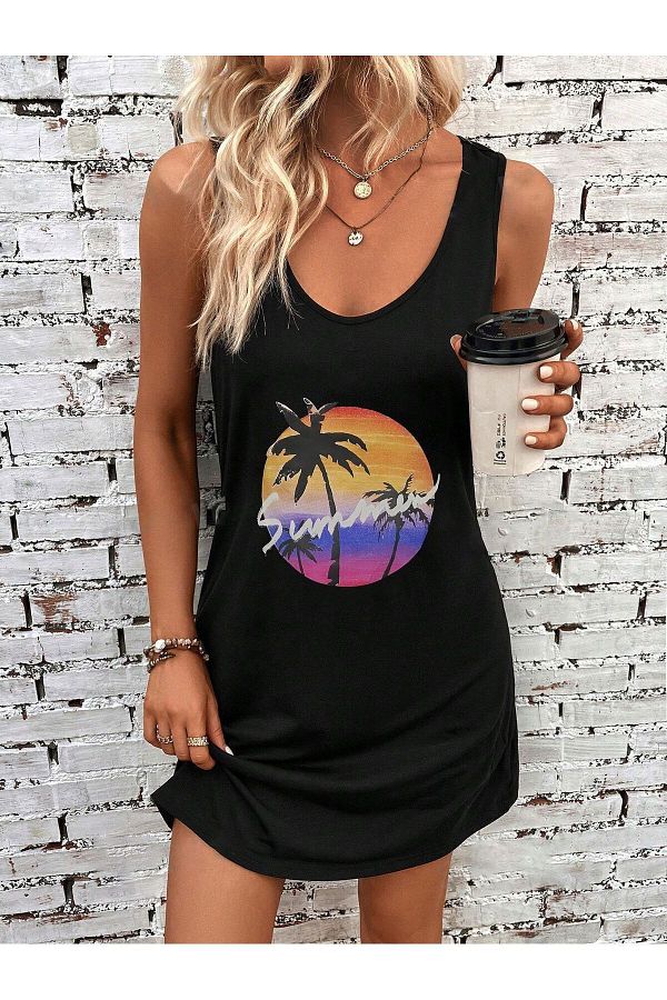 Black strappy t shirt dress discount