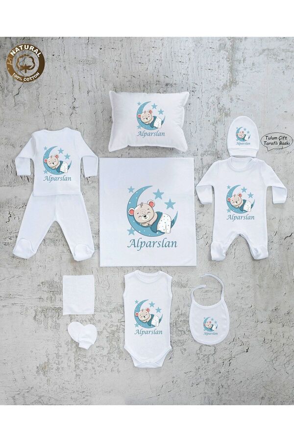 yzc home size dair... E35 Isme Özel Isimli Erkek Bebek 10lu Beyaz Hastane Çıkışı %100 Pamuk